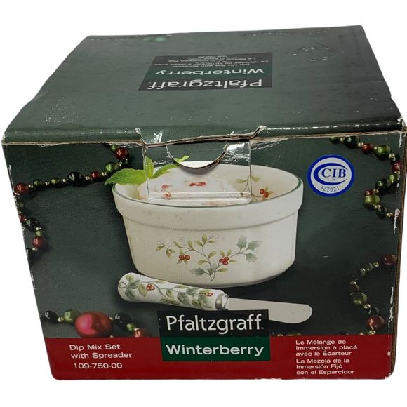 Pfaltzgraff Winterberry Dip Mix Bowl Ramekin Set with Spreader NEW - Picture 2 of 12